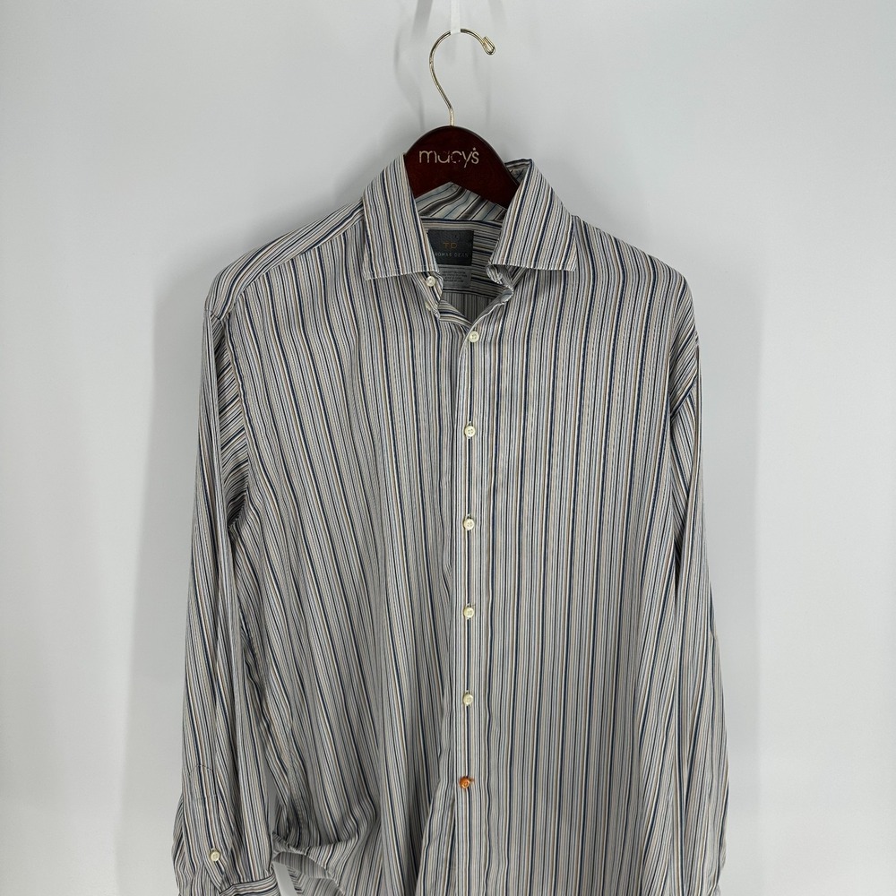 Thomas Dean Striped Long Sleeve Western Classic Button-Up‎ Shirt Multicolor Sz L
